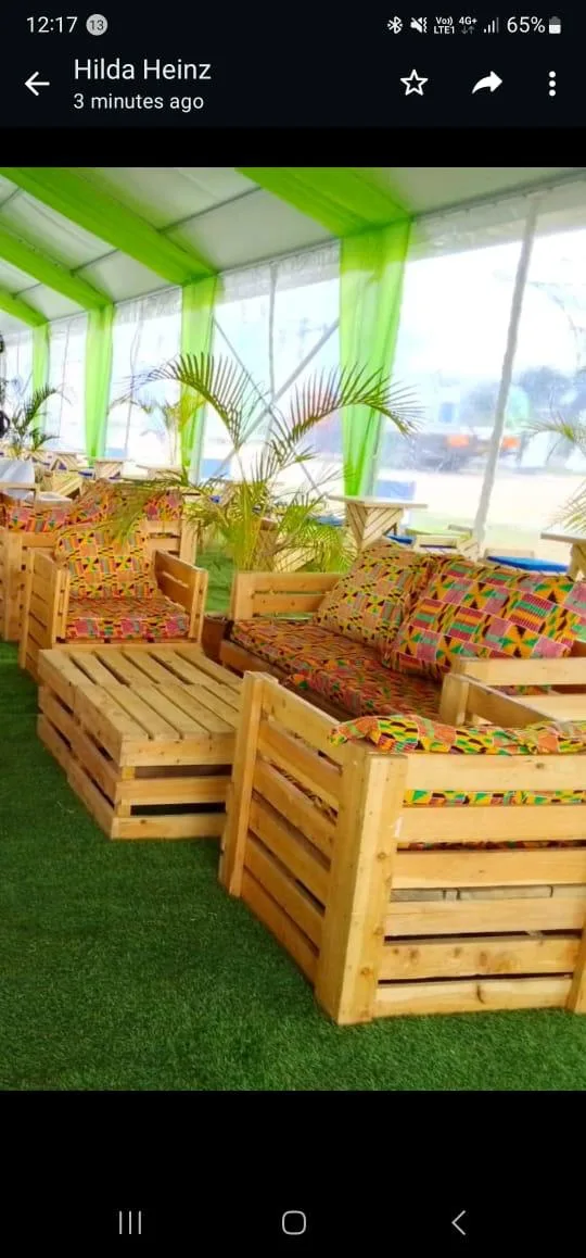 Premium Rustic Pallet Lounge Set set up at a Nairobi event by Sherehe Events - photo 2